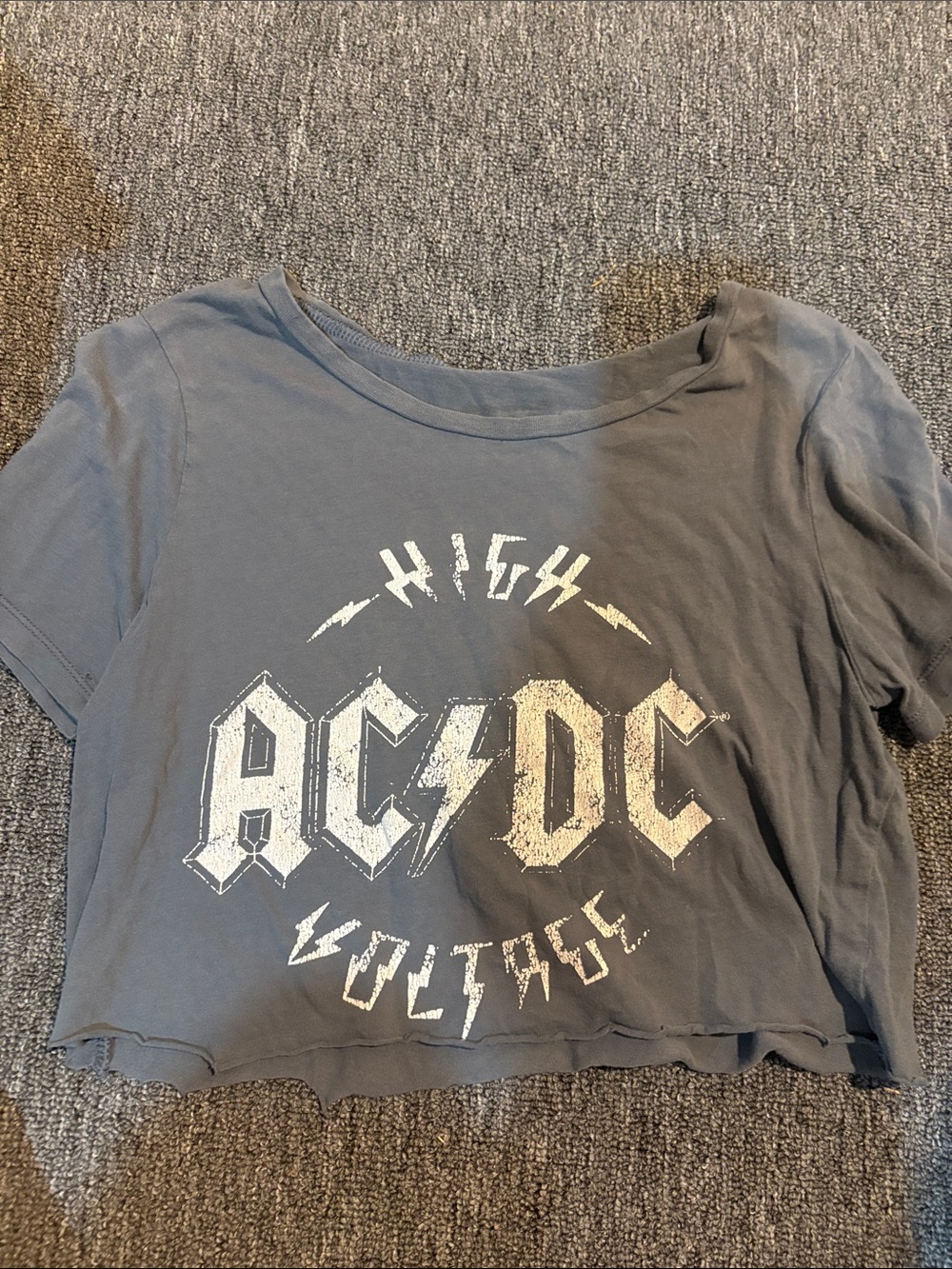 AC/DC Short Sleeve Graphic Crop Tee - Gray